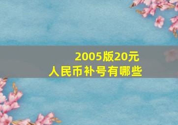 2005版20元人民币补号有哪些