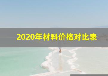 2020年材料价格对比表