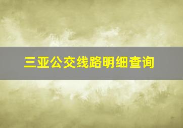 三亚公交线路明细查询