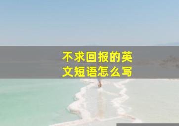 不求回报的英文短语怎么写