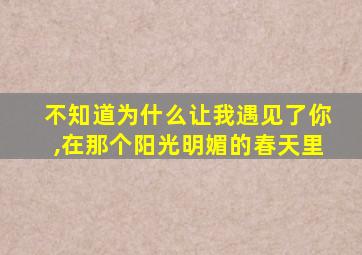 不知道为什么让我遇见了你,在那个阳光明媚的春天里