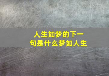 人生如梦的下一句是什么梦如人生