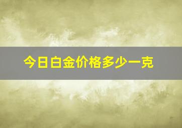 今日白金价格多少一克