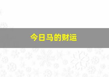 今日马的财运