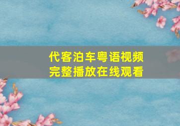 代客泊车粤语视频完整播放在线观看