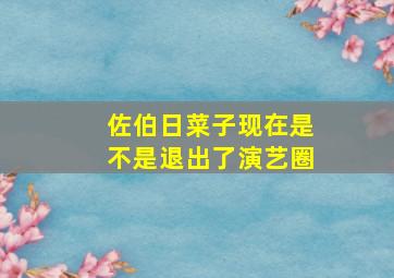 佐伯日菜子现在是不是退出了演艺圈