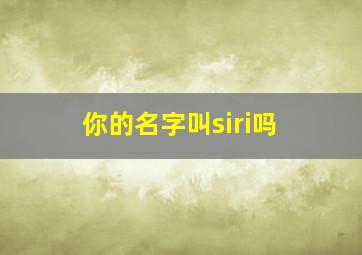 你的名字叫siri吗