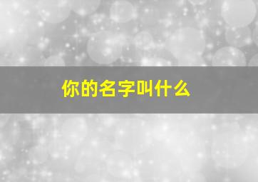 你的名字叫什么