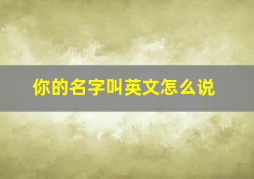 你的名字叫英文怎么说