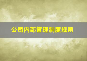 公司内部管理制度规则