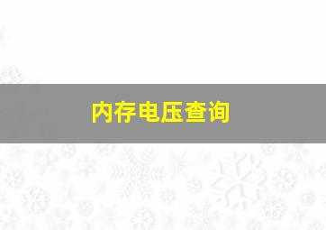 内存电压查询