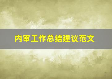 内审工作总结建议范文