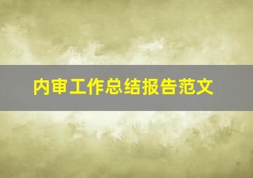 内审工作总结报告范文