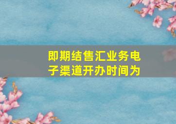 即期结售汇业务电子渠道开办时间为