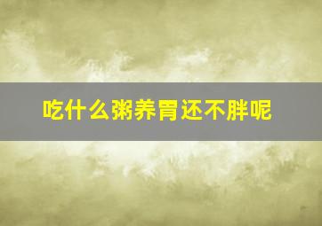 吃什么粥养胃还不胖呢