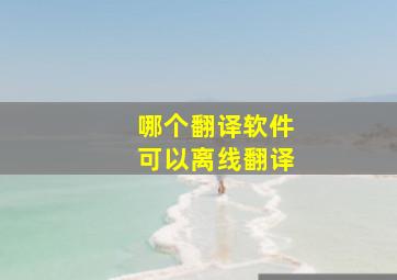 哪个翻译软件可以离线翻译