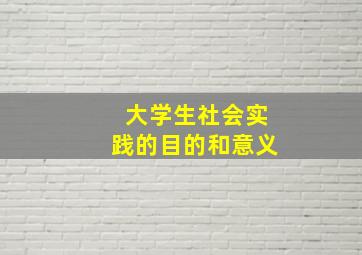 大学生社会实践的目的和意义