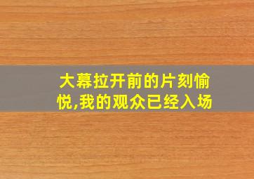 大幕拉开前的片刻愉悦,我的观众已经入场