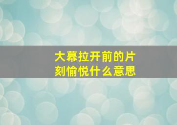 大幕拉开前的片刻愉悦什么意思