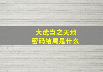 大武当之天地密码结局是什么