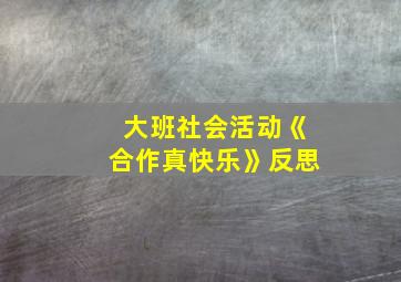 大班社会活动《合作真快乐》反思