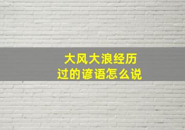 大风大浪经历过的谚语怎么说