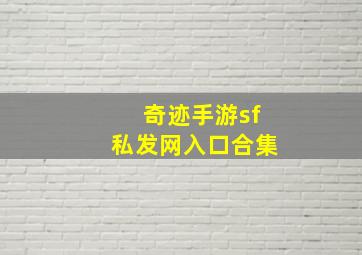 奇迹手游sf私发网入口合集