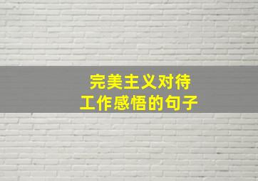 完美主义对待工作感悟的句子