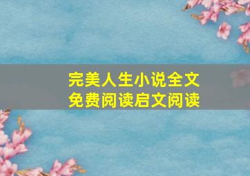 完美人生小说全文免费阅读启文阅读