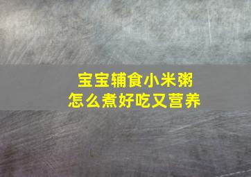 宝宝辅食小米粥怎么煮好吃又营养