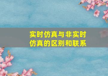 实时仿真与非实时仿真的区别和联系