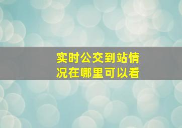 实时公交到站情况在哪里可以看