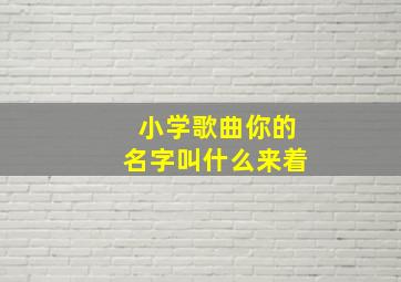 小学歌曲你的名字叫什么来着