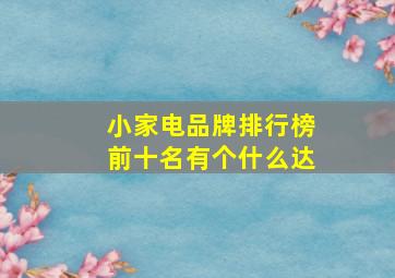 小家电品牌排行榜前十名有个什么达