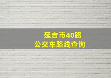 延吉市40路公交车路线查询