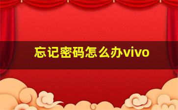 忘记密码怎么办vivo