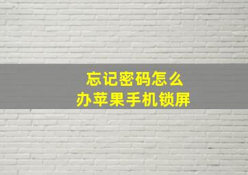 忘记密码怎么办苹果手机锁屏