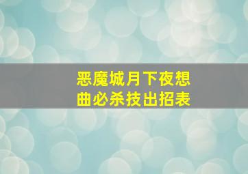 恶魔城月下夜想曲必杀技出招表