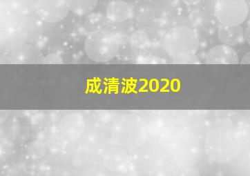 成清波2020