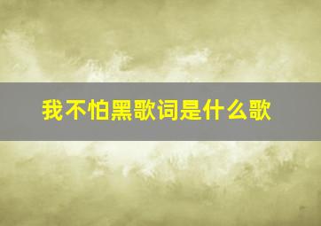 我不怕黑歌词是什么歌