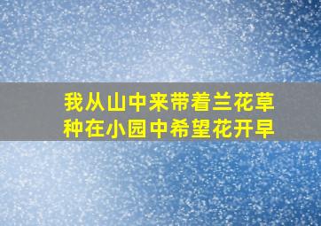 我从山中来带着兰花草种在小园中希望花开早