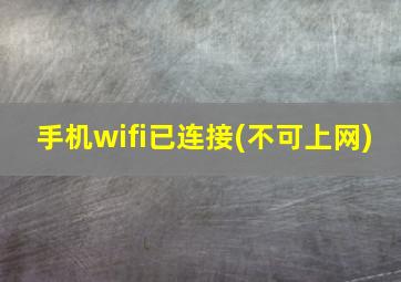 手机wifi已连接(不可上网)