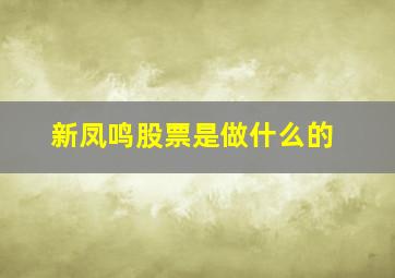 新凤鸣股票是做什么的