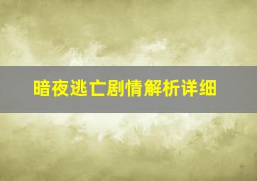 暗夜逃亡剧情解析详细