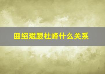 曲绍斌跟杜峰什么关系