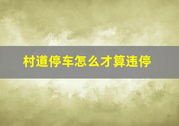 村道停车怎么才算违停