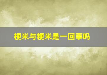 梗米与粳米是一回事吗