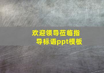 欢迎领导莅临指导标语ppt模板