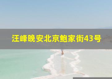 汪峰晚安北京鲍家街43号