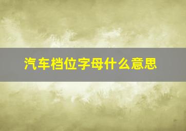 汽车档位字母什么意思